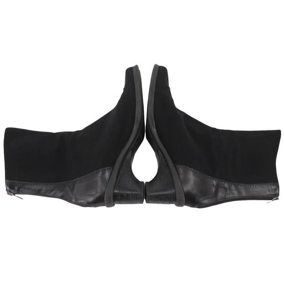 Aquatalia Size 10 Elastic Leather Mid Calf Boots Back Zip Square Split Toe - Picture 5 of 12